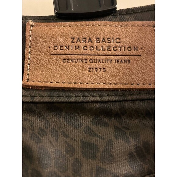 Zara Straight Leg Jeans Women Brown Animal Print 5-Pockets Size 30 Waist Medium - Picture 5 of 7